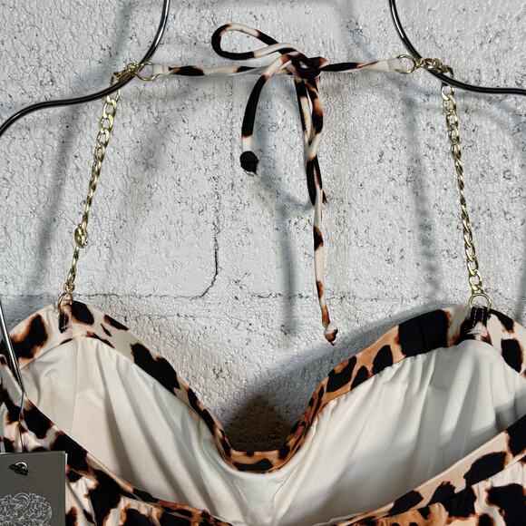 Vince Camuto Chain-Halter Blouson Tankini Top, Animal print, Large MSRP $138 - Picture 5 of 11